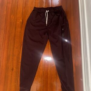 Vuori Performance Sweatpants Mens S Burgandy Drawstring Zipper Joggers
